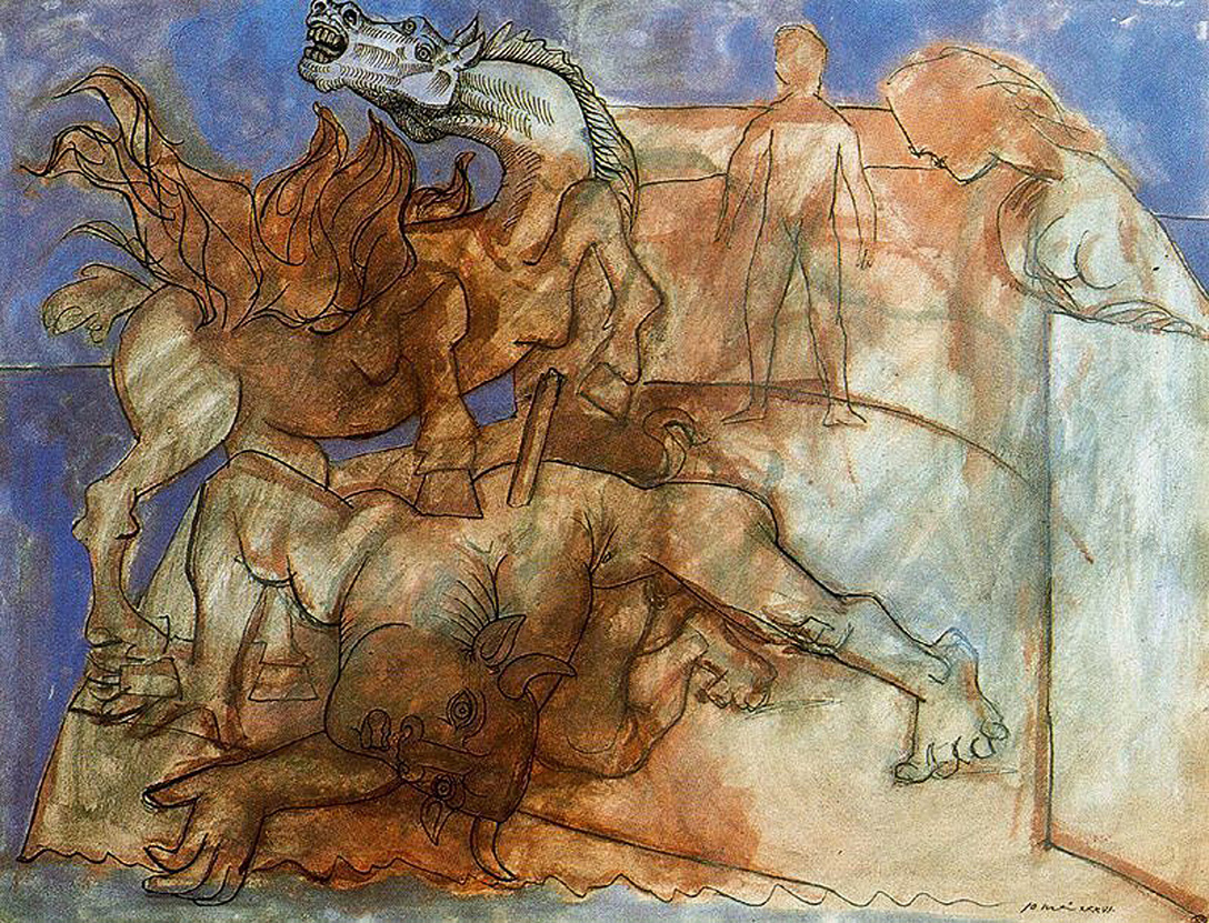 Picasso Minotaur is wounded, horse and personages 1936